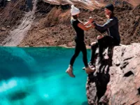 Couple at Humantay Lagoon
