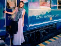 Girl on train to Machu Picchu