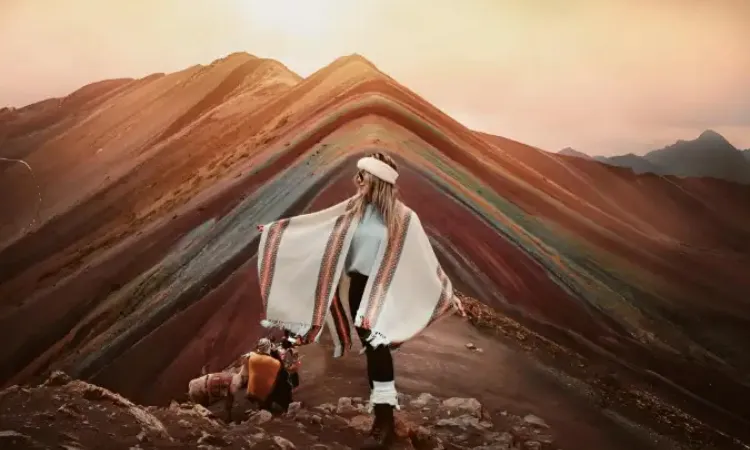 Girl on Vinicunca Mountain